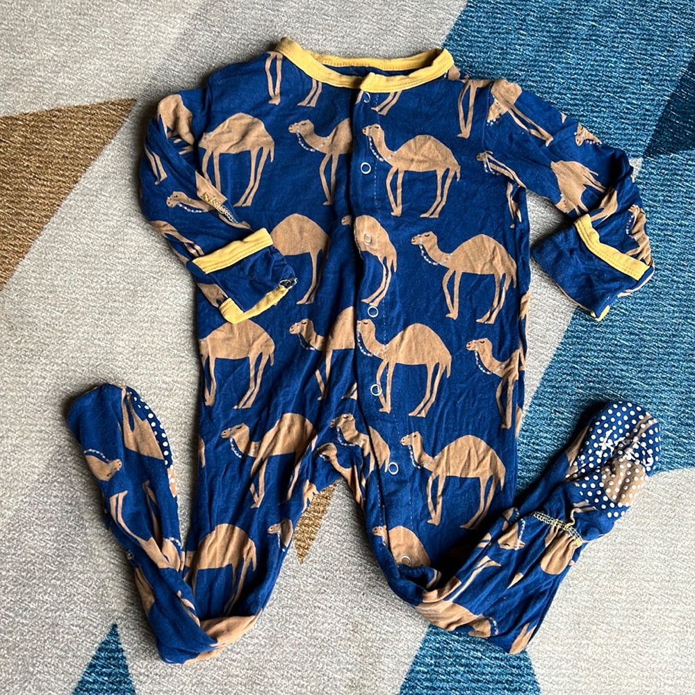 Kickee Pants 6-9 month Camel Print Button Footie